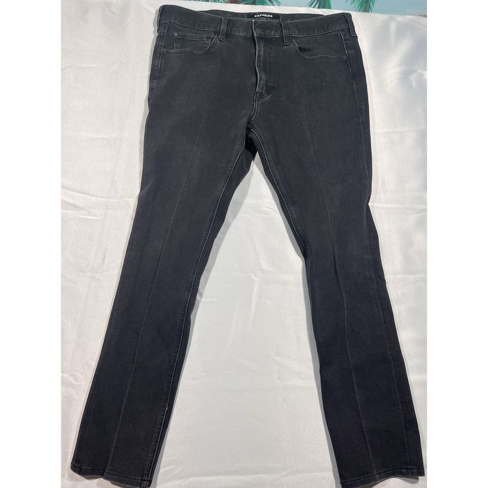Express Unisex Jeans 34 X 32 Skinny Stretch Black Denim
